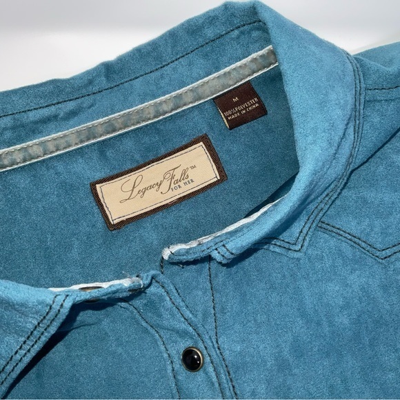Legacy Falls Faux Suede Western Top Blue Size Medium H24 - Picture 5 of 6